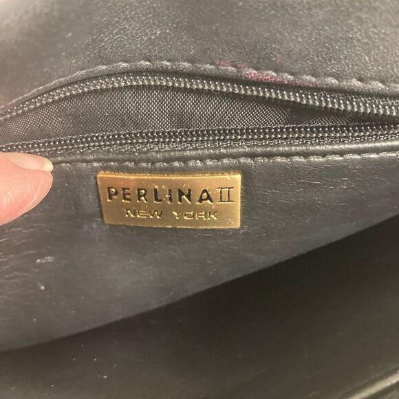 PERLINA  Black Leather Crossbody Shoulder Bag 7X1X9 - Picture 9 of 12